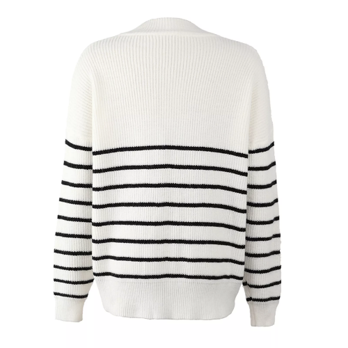 pull marinière zip femme blanc paris