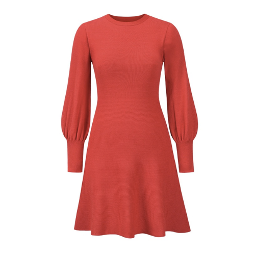robe courte rouge à volants manches longues