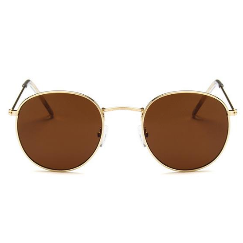 Lunettes de soleil femme rondes métal doré marron
