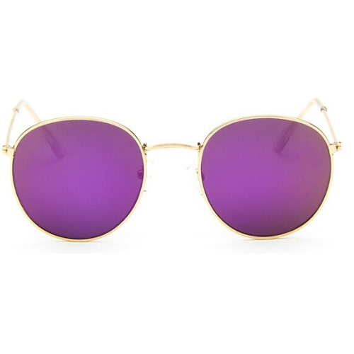 Lunettes de soleil femme rondes métal doré violettes