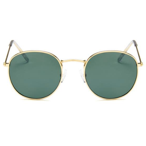 Lunettes de soleil femme rondes métal gold dark green