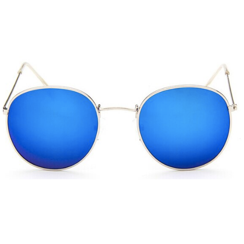 Lunettes de soleil femme rondes métal silver bleu