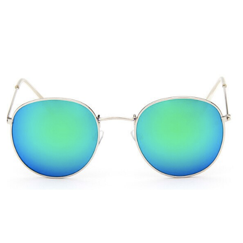 Lunettes de soleil femme rondes métal silver green
