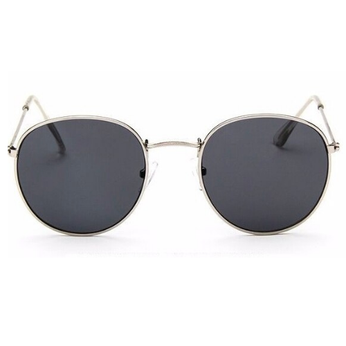 Lunettes de soleil femme rondes noires métal silver