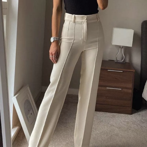 pantalon de tailleur blanc écru chic femme