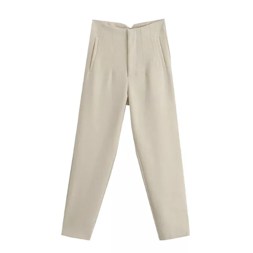 pantalon cigarette blanc cassé écru chic femme
