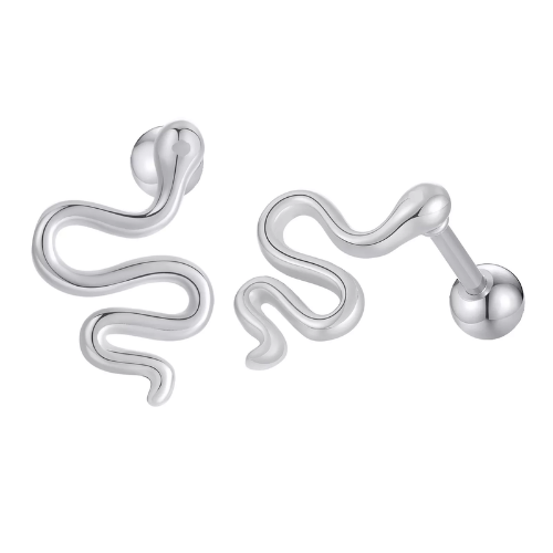 boucles doreilles serpent argent tendance acier inoxydable