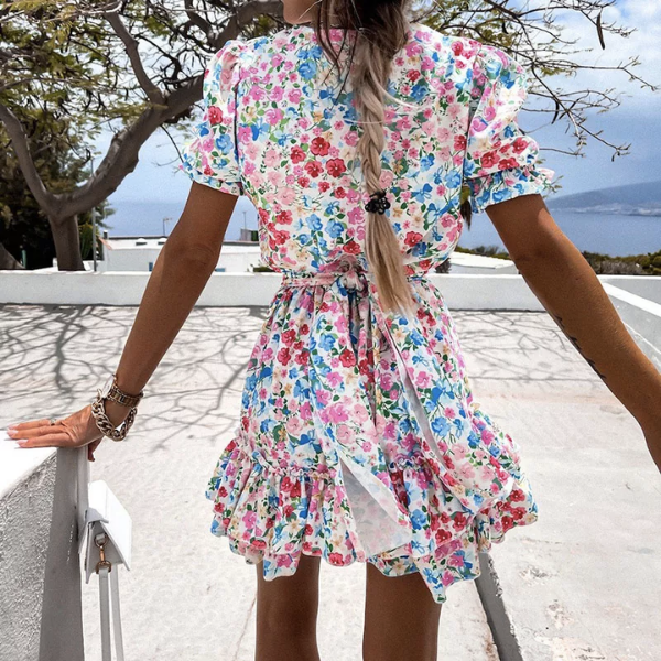 robe courte imprimée fleurie manches courtes femme la selection parisienne