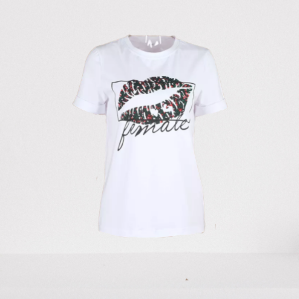 Tee shirt female imprimé blanc femme tendance