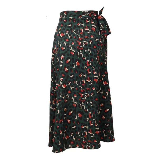 Jupe longue fendue verte femme léopard tendance