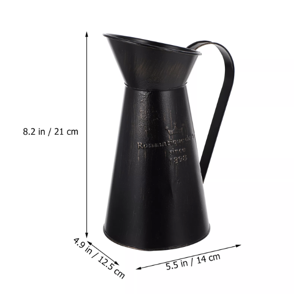 grand vase noir plantes fleurs rétro chic