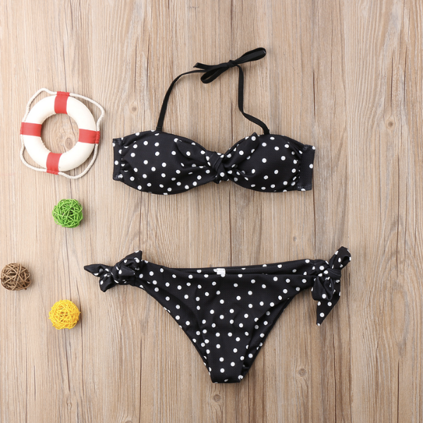maillot de bain 2 pièces noir à pois femme mode plage 2022