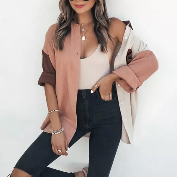 chemise gaze de coton marron noir femme