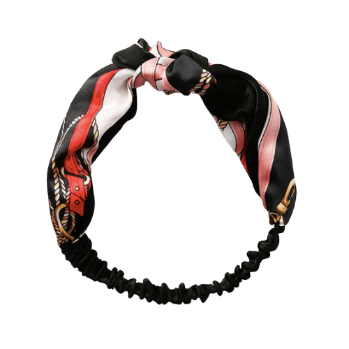 Bandeau cheveux soie imprimé noir