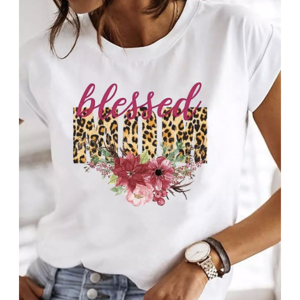 T-shirt blanc maman love blessed mom