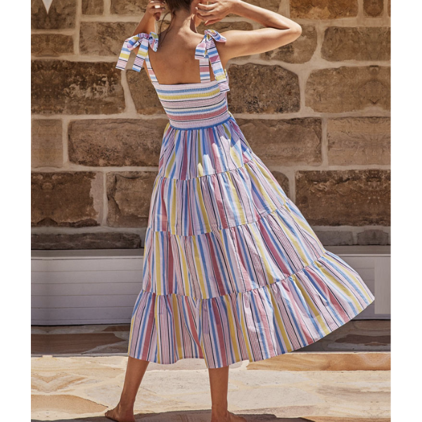 robe maxi imprimée à bretelles volants femme