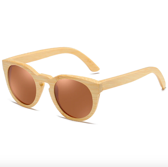 Lunettes mixtes en bois arrondies marrons