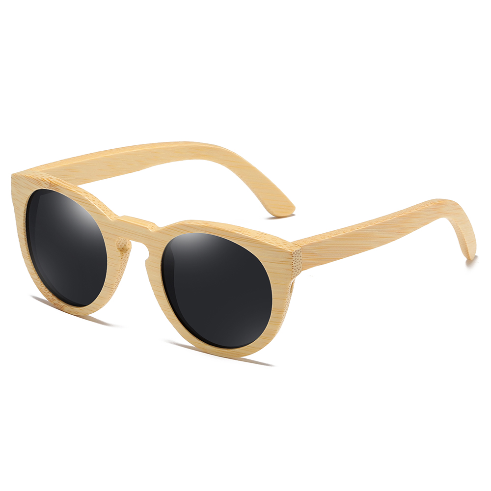 Lunettes mixtes en bois arrondies noires