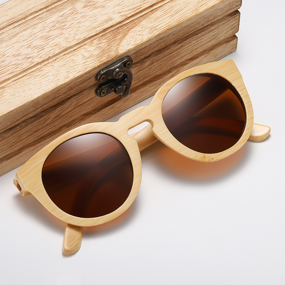 Lunettes mixtes en bois arrondies