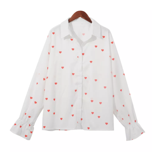 chemisier blanc à coeurs gaze de coton femme mode en ligne à petit prix