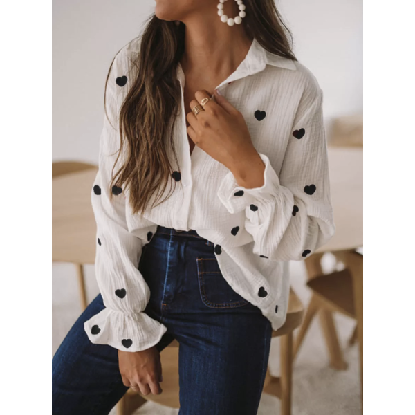 chemisier blanc à coeurs gaze de coton femme nouvelle collection rentrée 2022