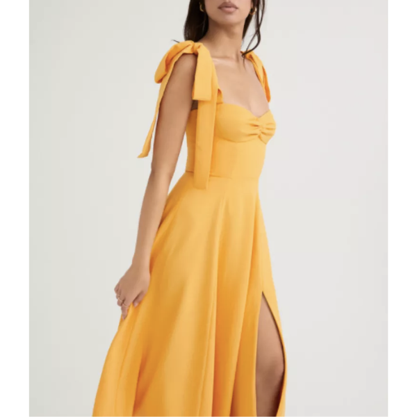 robe jaune longue chic femme