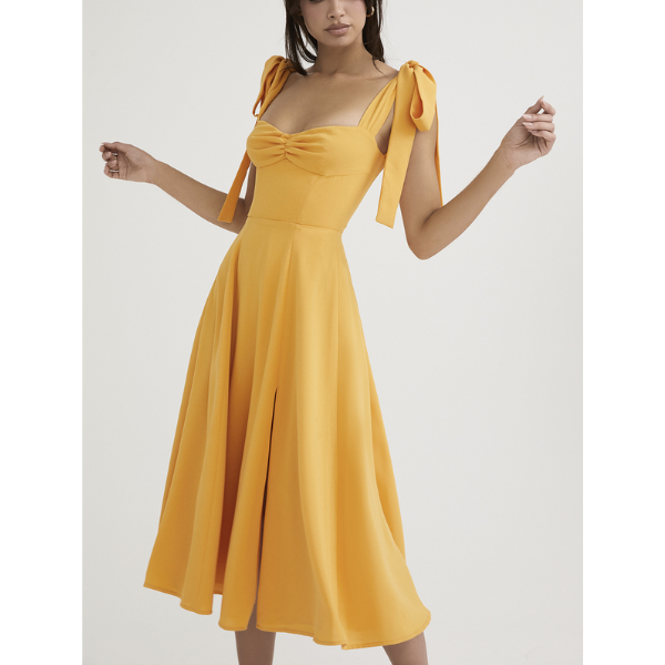 robe jaune longue chic femme tenue invitée