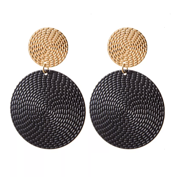 boucles doreilles pendantes rond or noir