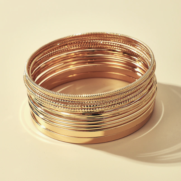 set de bracelets dorés à empiler bijoux fantaisie tendance