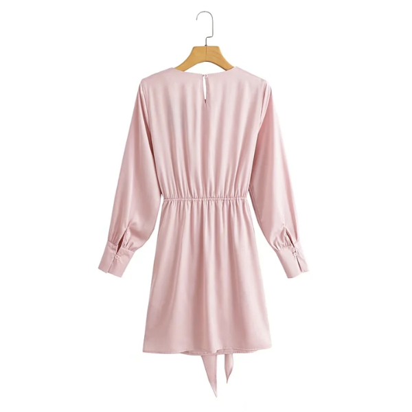 robe courte rose satin chic femme soirée cocktail tenue