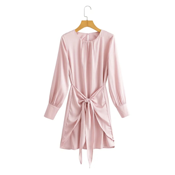 robe courte rose satin chic femme