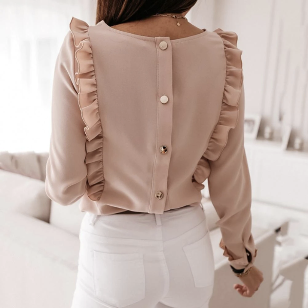 blouse rose clair à volants manches longues femme boutique en ligne pas chère