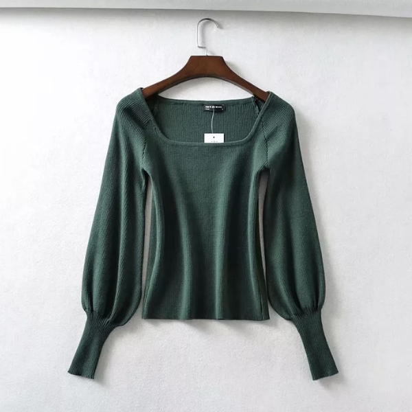 pull vert tendance femme col carré