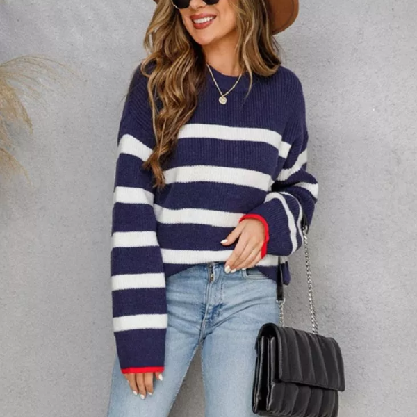 pull bleu marinière tendance femme