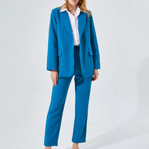 tailleur femme blazer pantalon  bleu pas cher chier