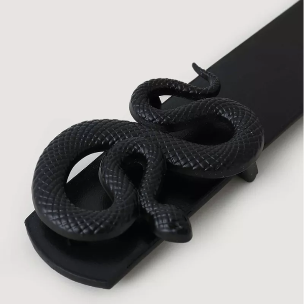 ceinture cuir noir boucle noire serpent femme en ligne