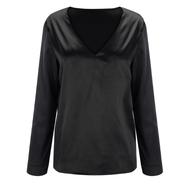 chemisier satin noir femme