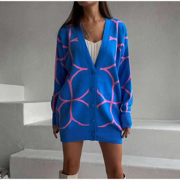 gilet bleu et rose femme