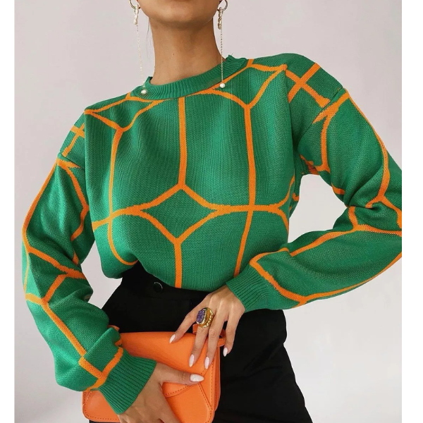 pull chic vert imprimé femme
