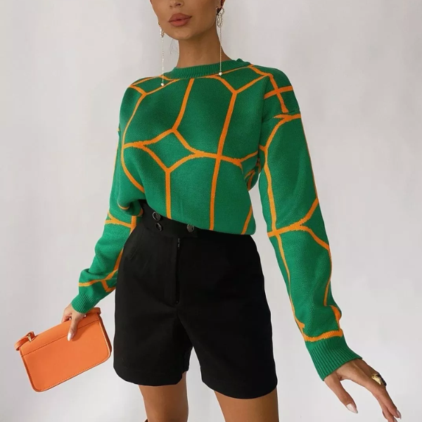 pull chic vert imprimé femme tendance automne hiver 2022