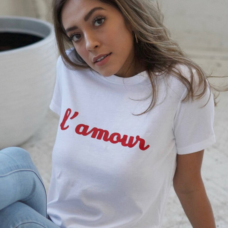 Tshirt Femme Lamour blanc
