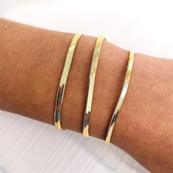Bracelet fin plaqué or acier inoxydable