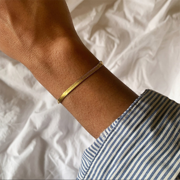Bracelet fin plaqué or acier inoxydable pas cher