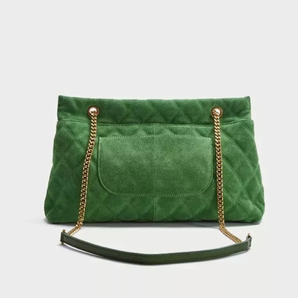 Sac bandoulière en cuir daim HORTENSE - Vert sauge