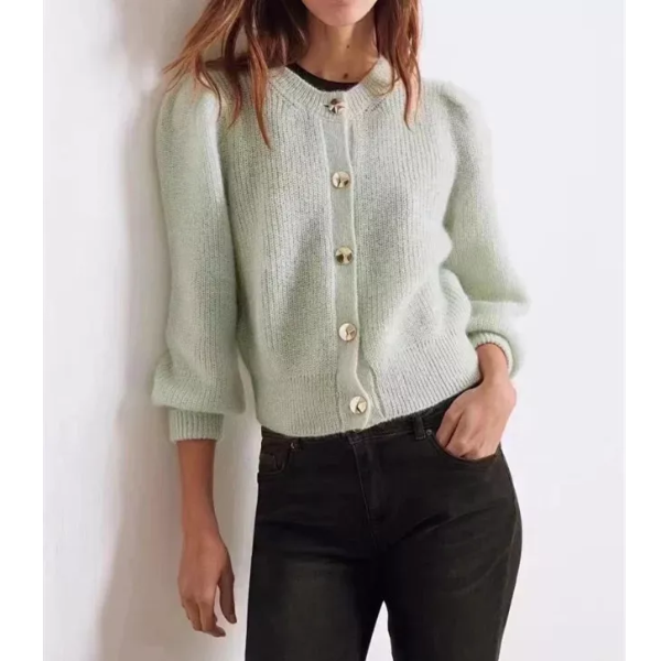 Cardigan vert mohair chic femme