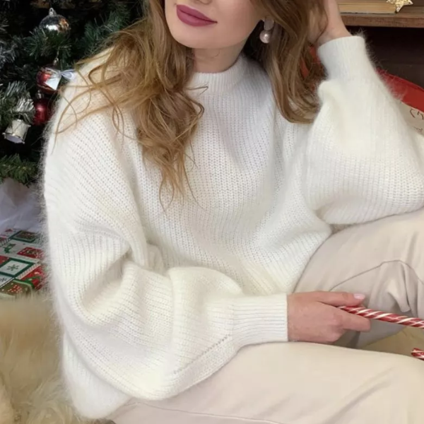 pull blanc cachemire tendance col rond femme