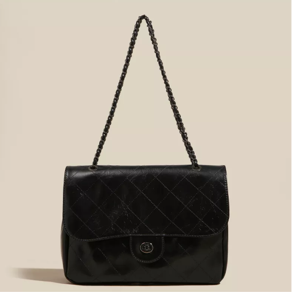 sac à main noir bandoulière argent en cuir