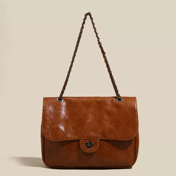 sac à main marron bandoulière argent en cuir