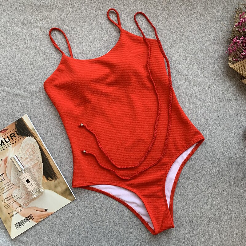Maillot de bain 1 pièce femme rouge 2
