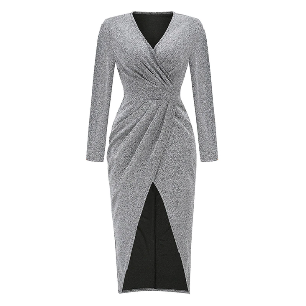 robe longue grise argentée à paillettes femme soirée